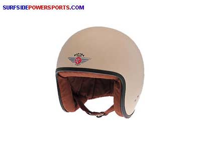 DAVIDA CLASSIC JET CREAM W/BROWN LEATHER TWO TONE HELMET