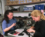 fitting leather to davida helmets at the davida helmet factory